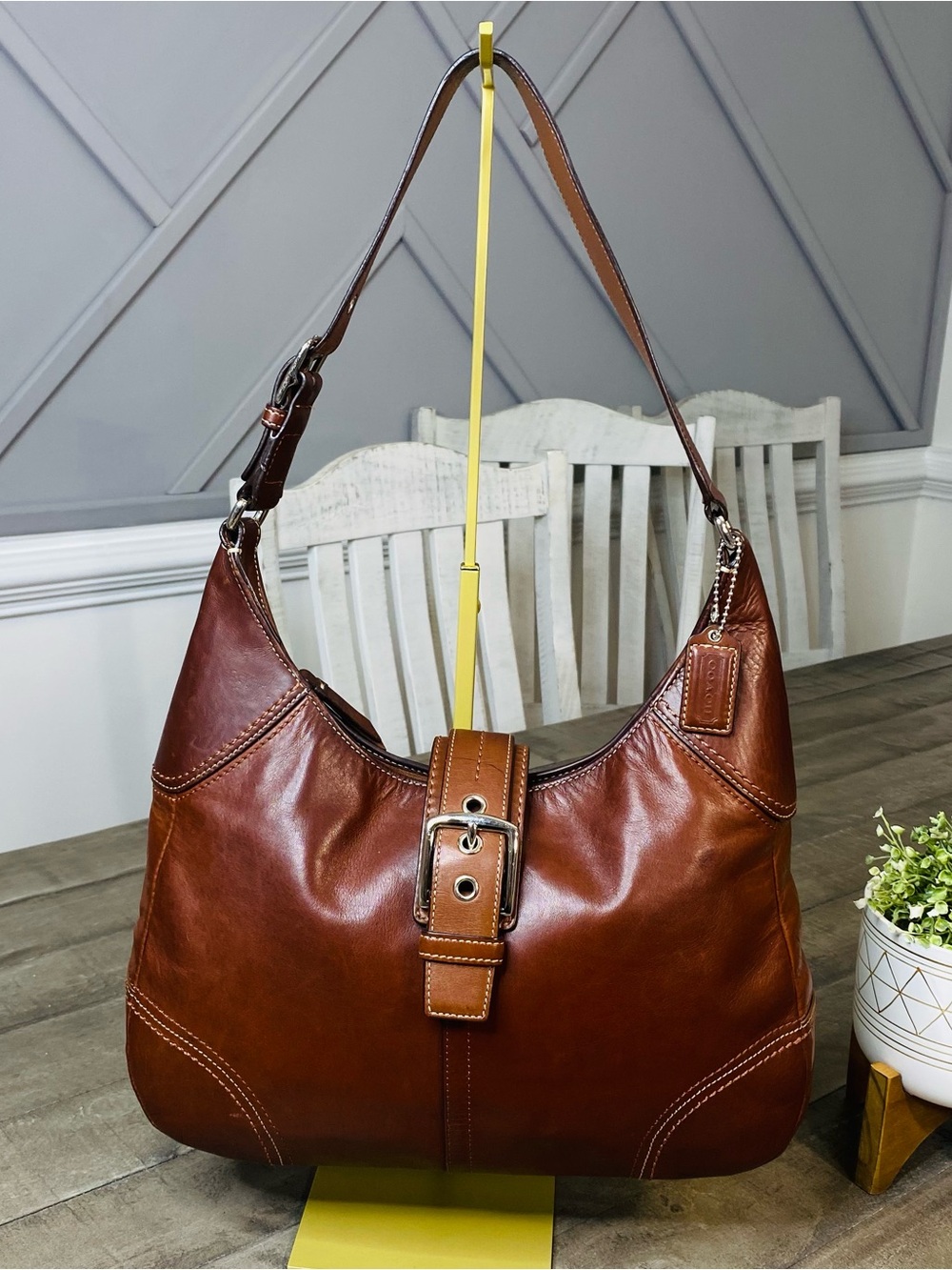 Coach Brown Leather Hobo with Buckle Strap